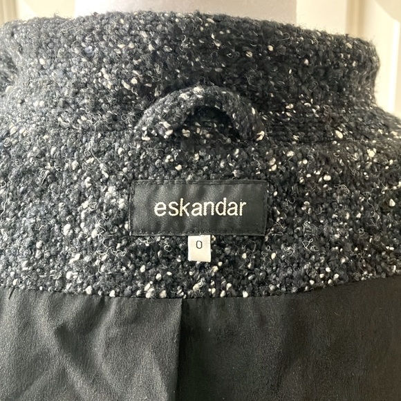 Eskandar Women’s Mandarin Wool/Silk Blend Jacket Cardigan Black Size 0 / Reg 6-8 - Picture 13 of 16